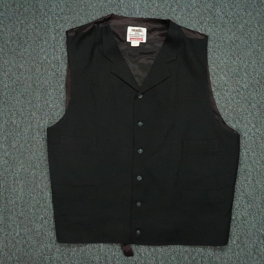 VINTAGE Old Frontier Clothing Vest Mens XXL Brown Wool Button Western 2XL